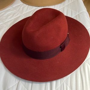 Burgundy Felt Hat - Floppy Brim
